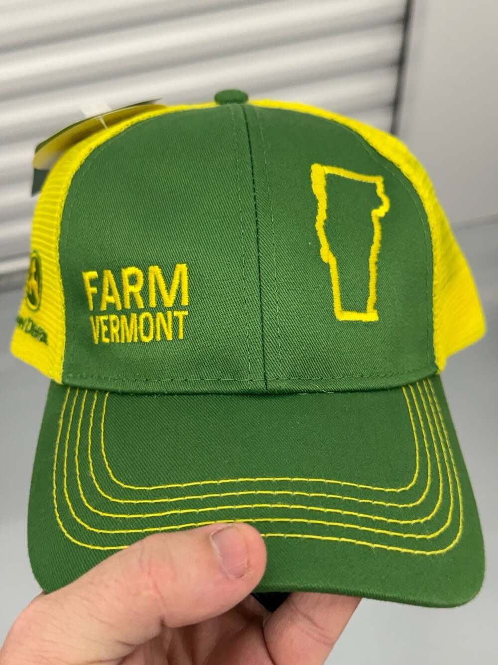 John Deere Farm Vermont State Pride Trucker Hat One Size Green Yellow